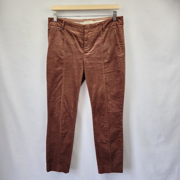 Anthropologie The Essential Slim Velvet Pants Bronze Brown Size 4 - Picture 1 of 14